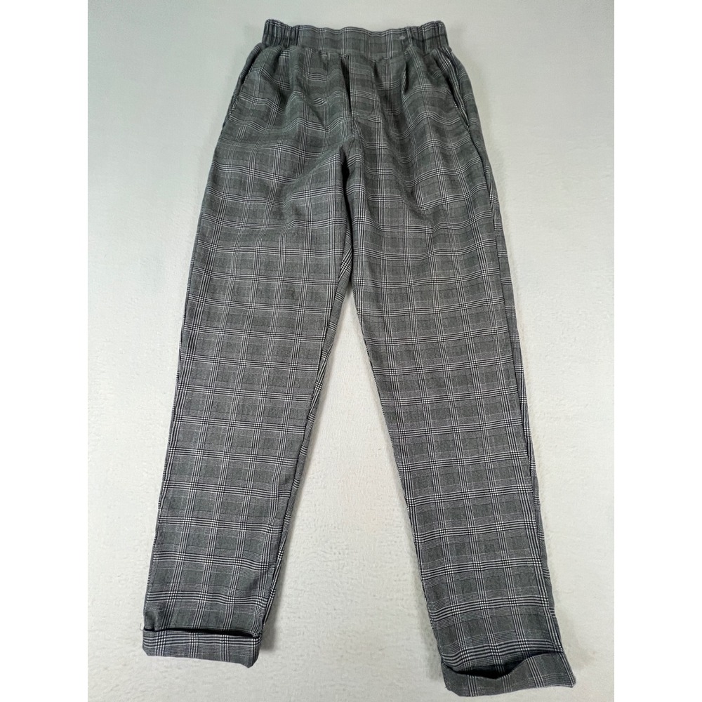 Signature Studio Plaid Pants Women Medium Grey Excellent Cuffed Ankle Trousers